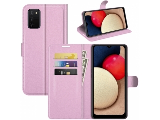 Samsung Galaxy A03s Lederhülle Portemonnaie Karten Etui rosa