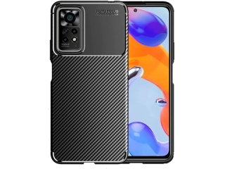 Xiaomi Redmi Note 11S Carbon Design Hülle TPU Case flexibel schwarz