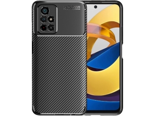 Xiaomi Poco M4 Pro 5G Carbon Design Hülle TPU Case flexibel schwarz