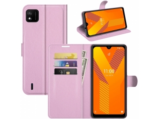 Wiko Y62 Plus Lederhülle Portemonnaie Karten Etui rosa