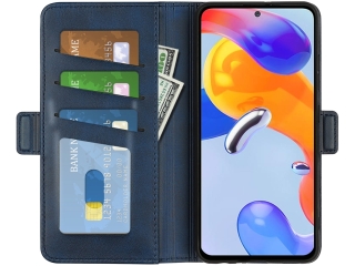 Xiaomi Redmi Note 11 Pro Leder Hülle Karten Ledertasche dunkelblau