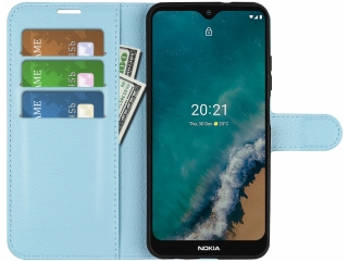 Nokia G50 Lederhülle Portemonnaie Karten Etui Ledertasche hellblau