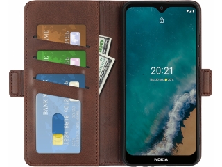 Nokia G50 Leder Hülle Karten Ledertasche Etui Cover mokka braun
