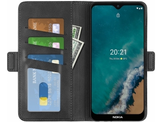 Nokia G50 Leder Hülle Karten Ledertasche Etui Cover schwarz