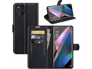 Oppo Find X3 Pro Lederhülle Portemonnaie Karten Etui schwarz