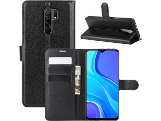 Xiaomi Redmi 9 Lederhülle Portemonnaie Karten Etui schwarz