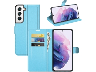 Samsung Galaxy S22 Lederhülle Portemonnaie Karten Etui hellblau