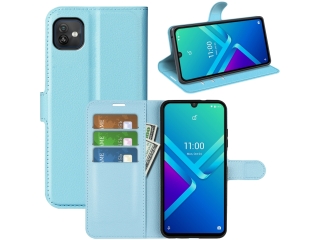 Wiko Y82 Lederhülle Portemonnaie Karten Etui hellblau