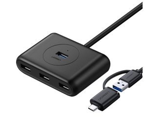 UGREEN 2-in-1 USB-C & USB 3.0 4-Ports Hub 1 Meter schwarz online bestellen