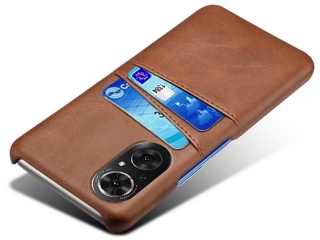 Huawei Nova 9 SE Leder Case Hülle für Bank und Kreditkarten Etui braun