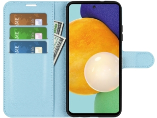 Samsung Galaxy A13 4G Lederhülle Portemonnaie Karten Etui hellblau