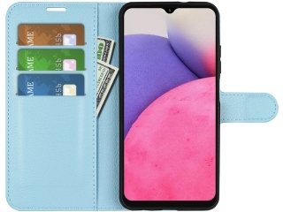 Samsung Galaxy A33 5G Lederhülle Portemonnaie Karten Etui hellblau