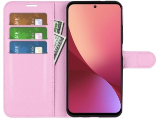 Xiaomi 12 Lederhülle Portemonnaie Karten Etui rosa