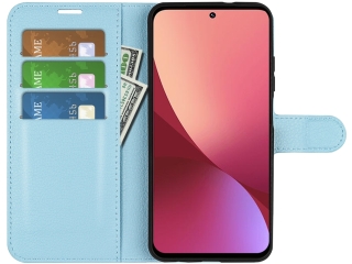 Xiaomi 12 Lederhülle Portemonnaie Karten Etui hellblau