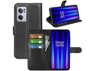 OnePlus Nord CE 2 5G Lederhülle Portemonnaie Karten Etui schwarz