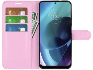 Motorola Moto G71 5G Lederhülle Portemonnaie Karten Etui rosa