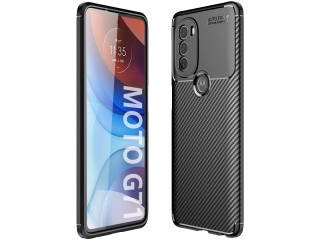 Motorola Moto G71 5G Carbon Design Hülle TPU Case flexibel schwarz