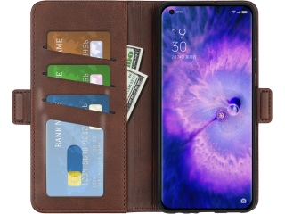 Oppo Find X5 Leder Hülle Karten Ledertasche mokka