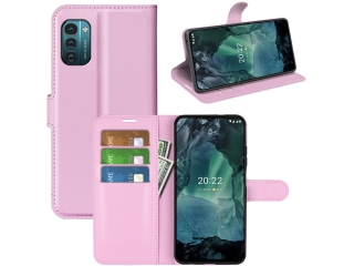 Nokia G21 Lederhülle Portemonnaie Karten Etui rosa