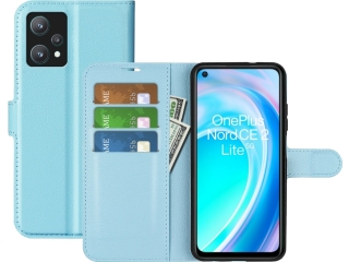OnePlus Nord CE 2 Lite 5G Lederhülle Portemonnaie Karten Etui hellblau