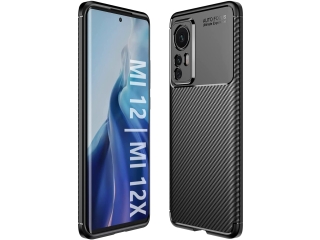 Xiaomi 12X Carbon Design Hülle TPU Case flexibel schwarz