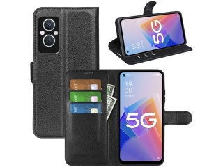 Oppo Reno8 Lite 5G Lederhülle Portemonnaie Karten Etui schwarz