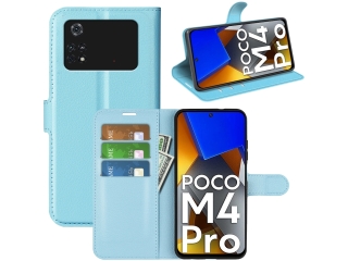 Xiaomi Poco M4 Pro 4G Lederhülle Portemonnaie Karten Etui hellblau