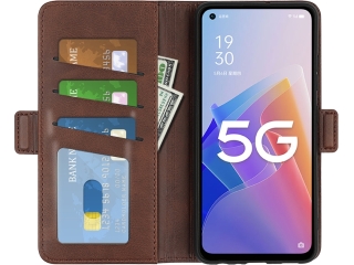 Oppo Reno8 Lite 5G Leder Hülle Karten Ledertasche mokka