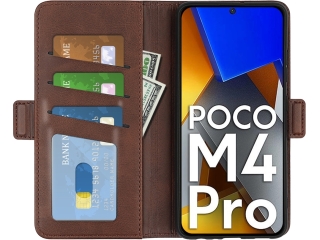 Xiaomi Poco M4 Pro 4G Leder Hülle Karten Ledertasche mokka