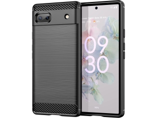 Google Pixel 6a Carbon Gummi Hülle TPU Case schwarz