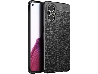 Oppo Reno8 Lite 5G Leder Design Gummi Hülle TPU Cover schwarz