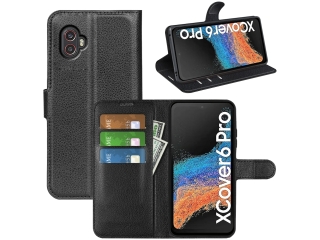 Samsung Galaxy XCover6 Pro Lederhülle Portemonnaie Karten Etui schwarz