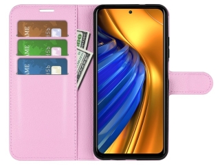 Xiaomi Poco F4 Lederhülle Portemonnaie Karten Etui rosa