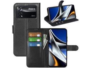 Xiaomi Poco X4 Pro 5G Lederhülle Portemonnaie Karten Etui schwarz