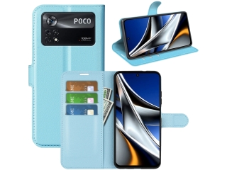 Xiaomi Poco X4 Pro 5G Lederhülle Portemonnaie Karten Etui hellblau
