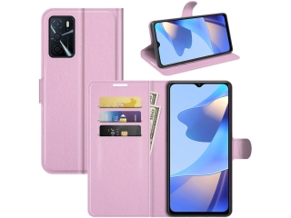 Oppo A54s Lederhülle Portemonnaie Karten Etui rosa