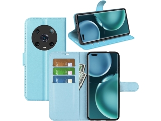 Honor Magic4 Pro Lederhülle Portemonnaie Karten Etui hellblau