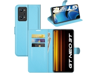 Realme GT Neo 3T Lederhülle Portemonnaie Karten Etui hellblau