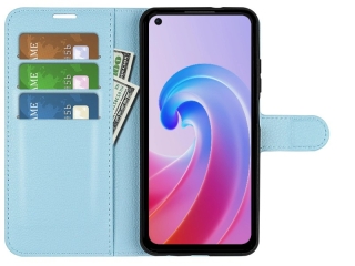 Oppo A96 4G Lederhülle Portemonnaie Karten Etui hellblau