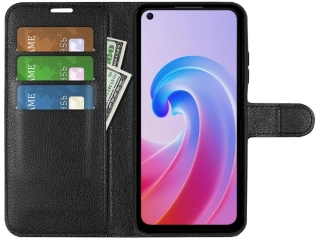 Oppo A96 4G Lederhülle Portemonnaie Karten Etui schwarz