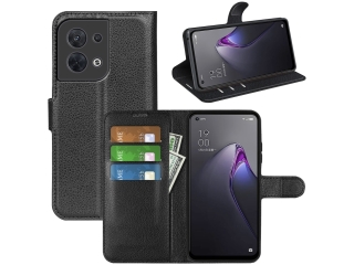 Oppo Reno8 5G Lederhülle Portemonnaie Karten Etui schwarz