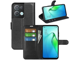 Oppo Reno8 Pro 5G Lederhülle Portemonnaie Karten Etui schwarz