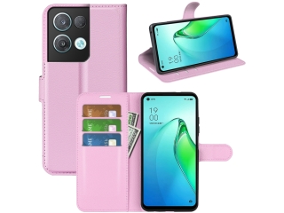 Oppo Reno8 Pro 5G Lederhülle Portemonnaie Karten Etui rosa