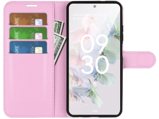 Google Pixel 7 Lederhülle Portemonnaie Karten Etui rosa