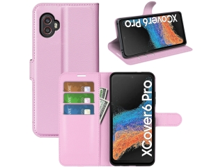 Samsung Galaxy XCover6 Pro Lederhülle Portemonnaie Karten Etui rosa