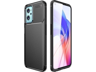 Oppo A96 4G Carbon Design Hülle TPU Case flexibel schwarz