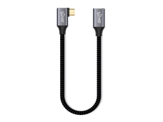Kurzes USB C Verlängerungs Kabel 90 Grad Winkel 25cm Data & Charge