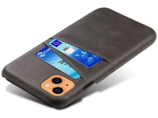 CardCaddy Apple iPhone 14 Plus Leder Backcase mit Kartenfächern schwarz