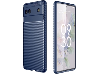 Google Pixel 6a Carbon Design Hülle TPU Case flexibel blau