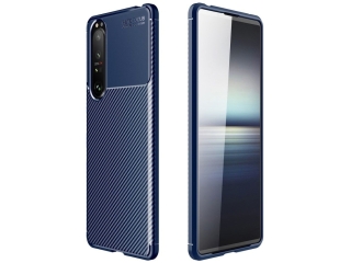 Sony Xperia 1 III Carbon Design Hülle TPU Case flexibel navyblau